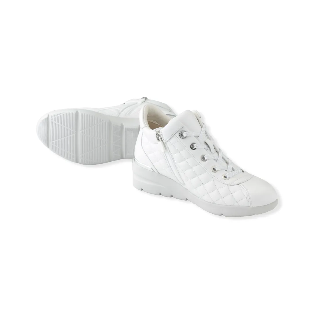 Quilted design Sheepskin leather Sneakers with Swarovski crystal decorations  #FJ070