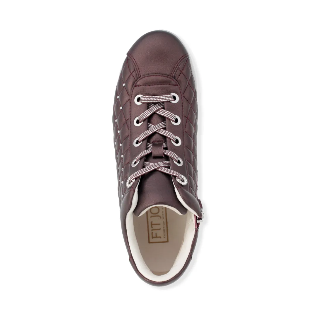 Quilted design Sheepskin leather Sneakers with Swarovski crystal decorations  #FJ070