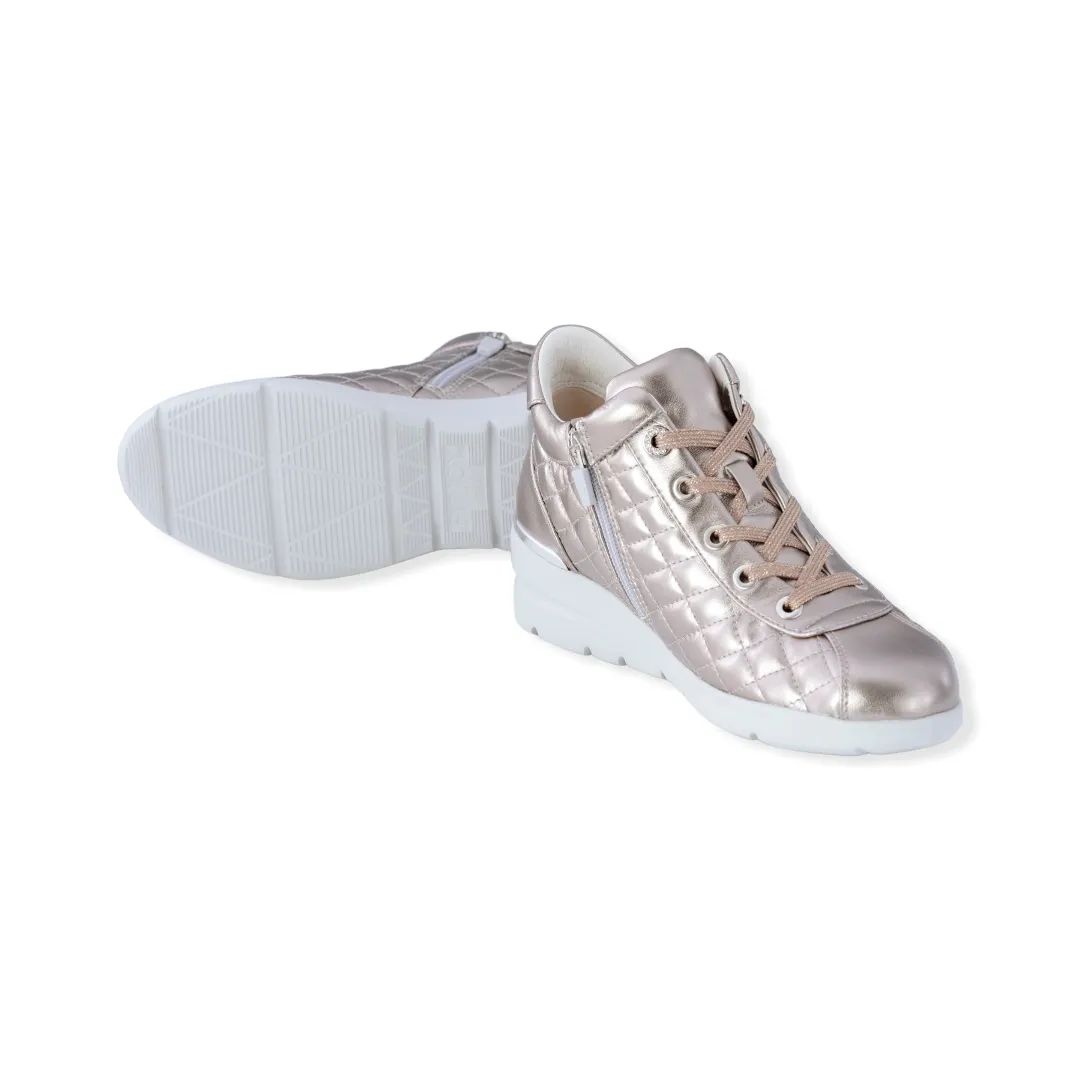 Quilted design Sheepskin leather Sneakers with Swarovski crystal decorations  #FJ070