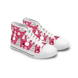 Red Christmas Snowman Women's High Top Sneakers