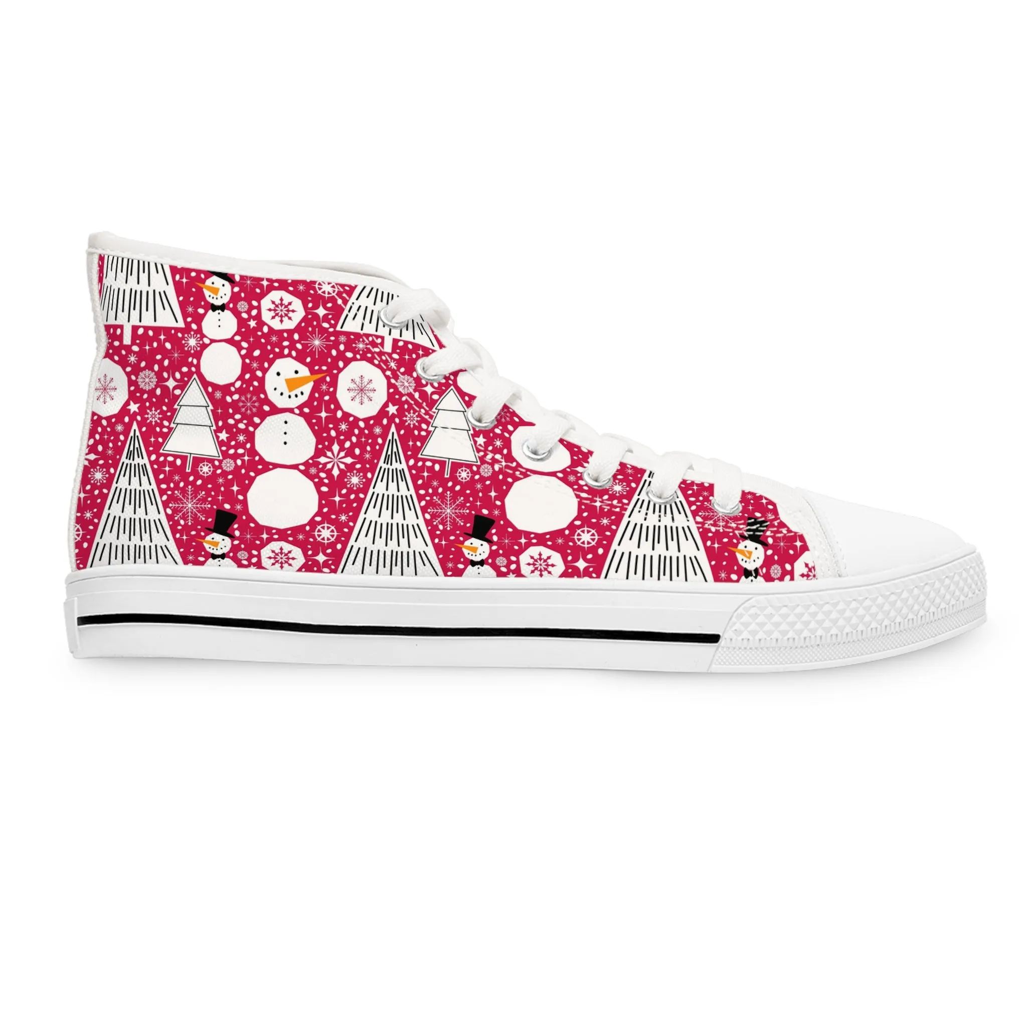 Red Christmas Snowman Women's High Top Sneakers