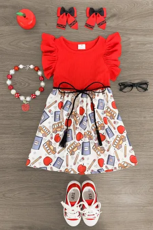 Red School Bus & Supplies Dress