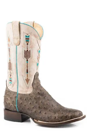 Roper White Ladies Square Toe Arrow Feather Boot Style 09-021-7017-8376