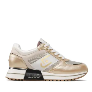 Scarpe Donna LIU JO Sneakers Platform Kiss 06 in Tessuto e Inserti Laminati colore Light Gold