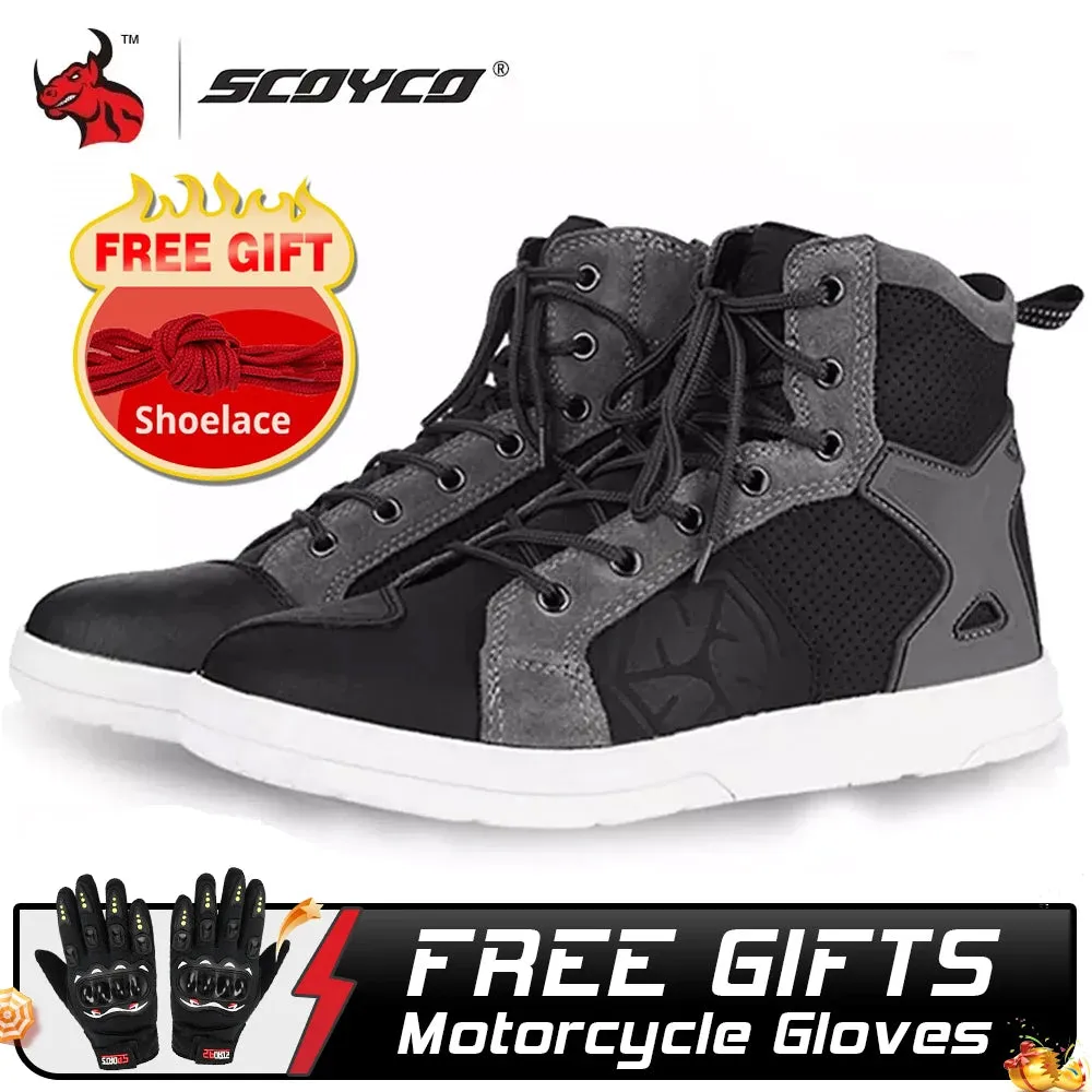 SCOYCO Men's Casual Sneaker Style Motorcycle Shoe