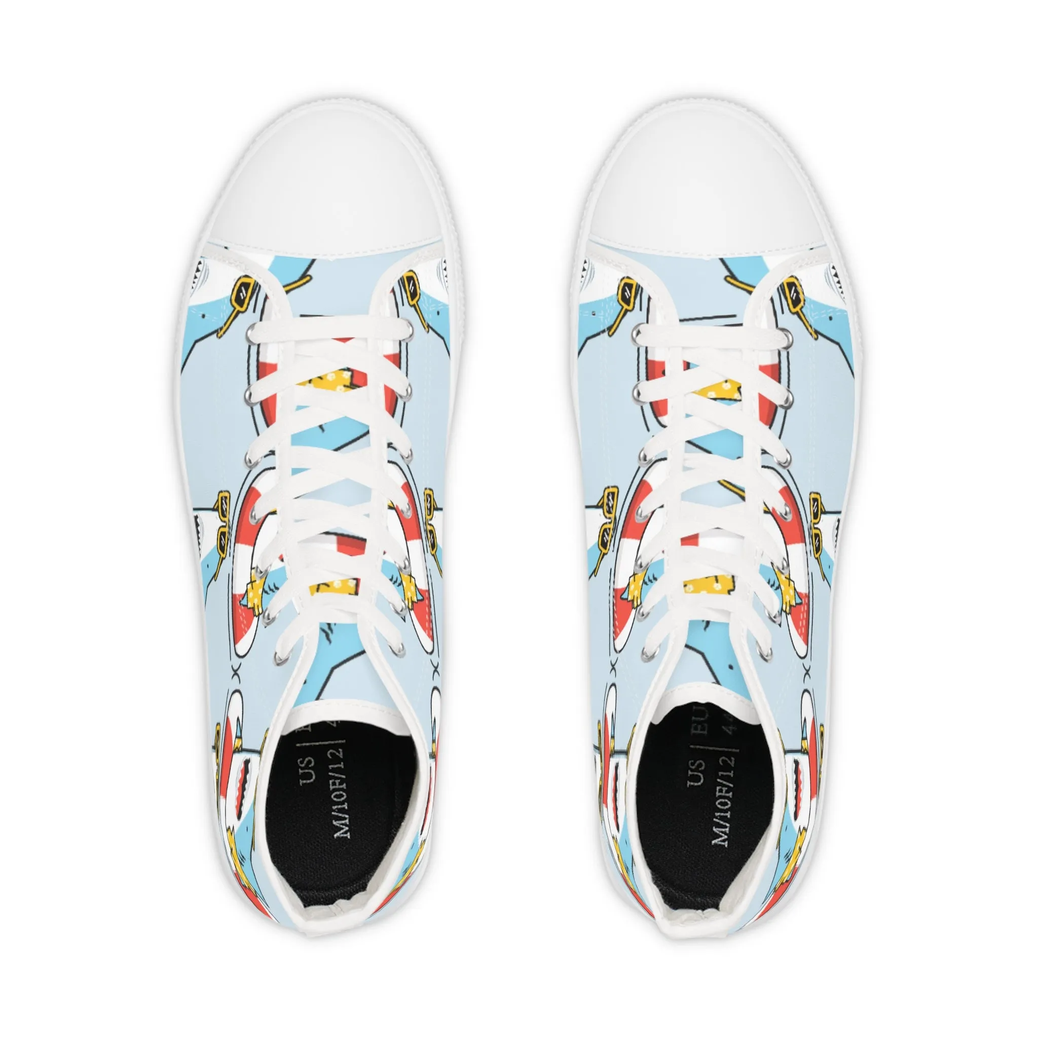 Shark in Pool Float Men's High Top Sneakers