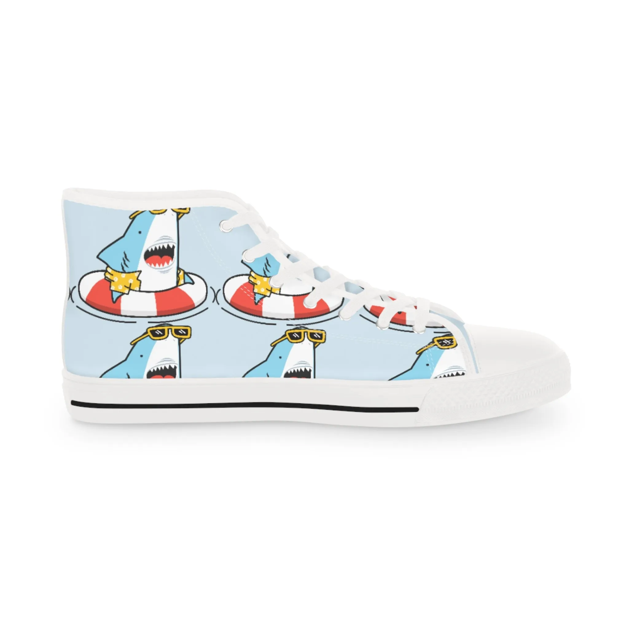 Shark in Pool Float Men's High Top Sneakers