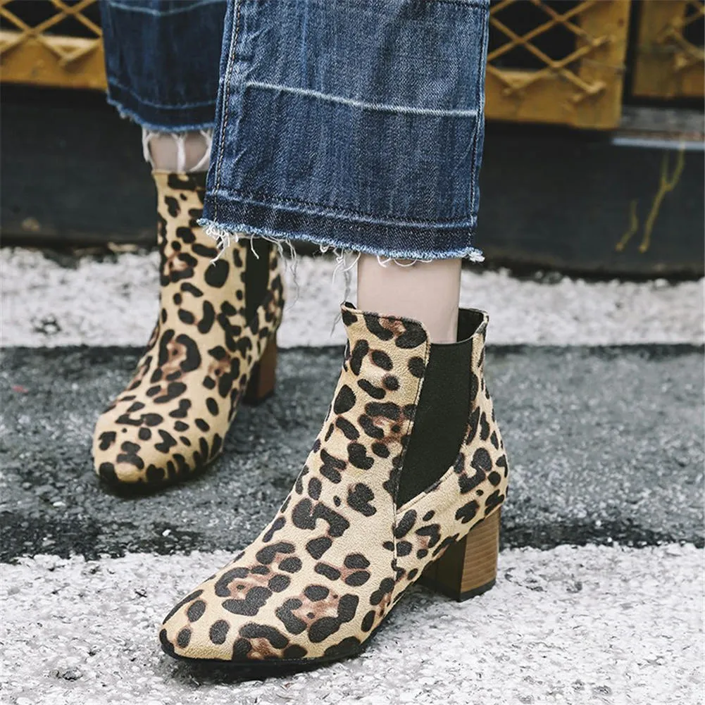 Slip On Ankle  Print Winter Chelsea Boots Woman