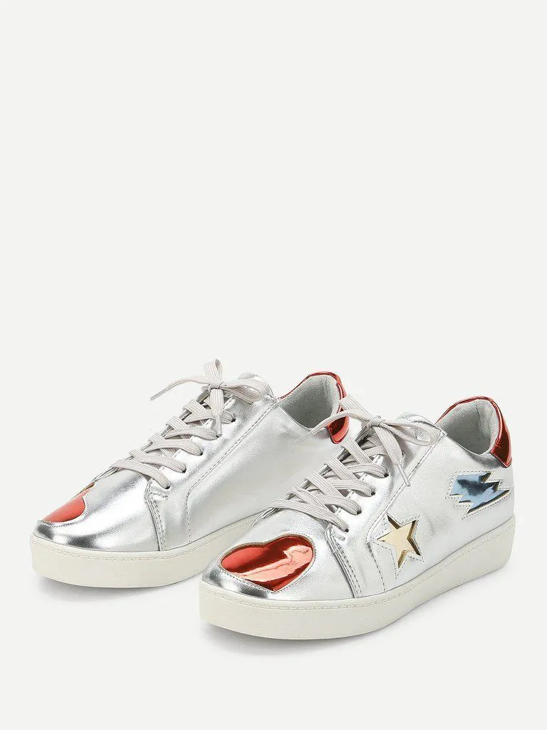 Star & Heart Pattern Sneakers