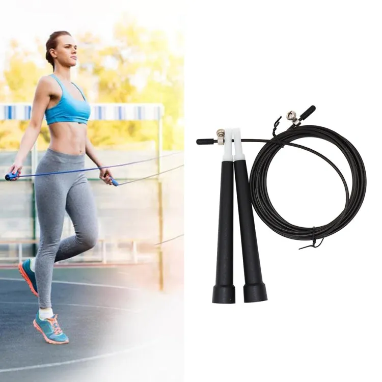 Steel Wire Skipping Skip Adjustable Fitness Jump Rope，Length: 3m(Black)