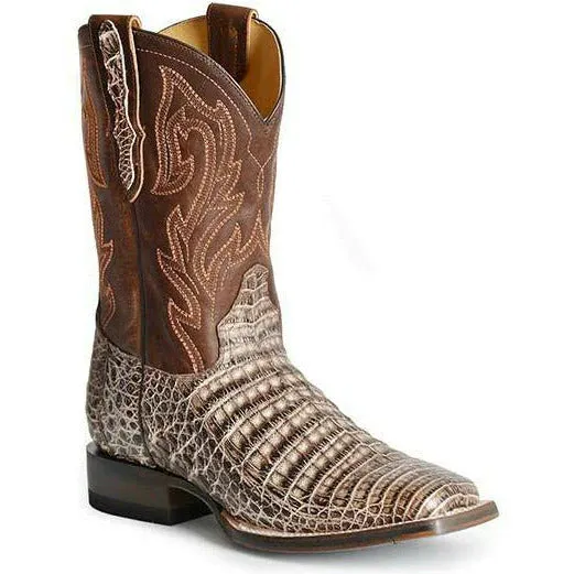 STETSON MEN'S EXOTIC CAMERON CAIMAN BOOTS | Cognac / Brown