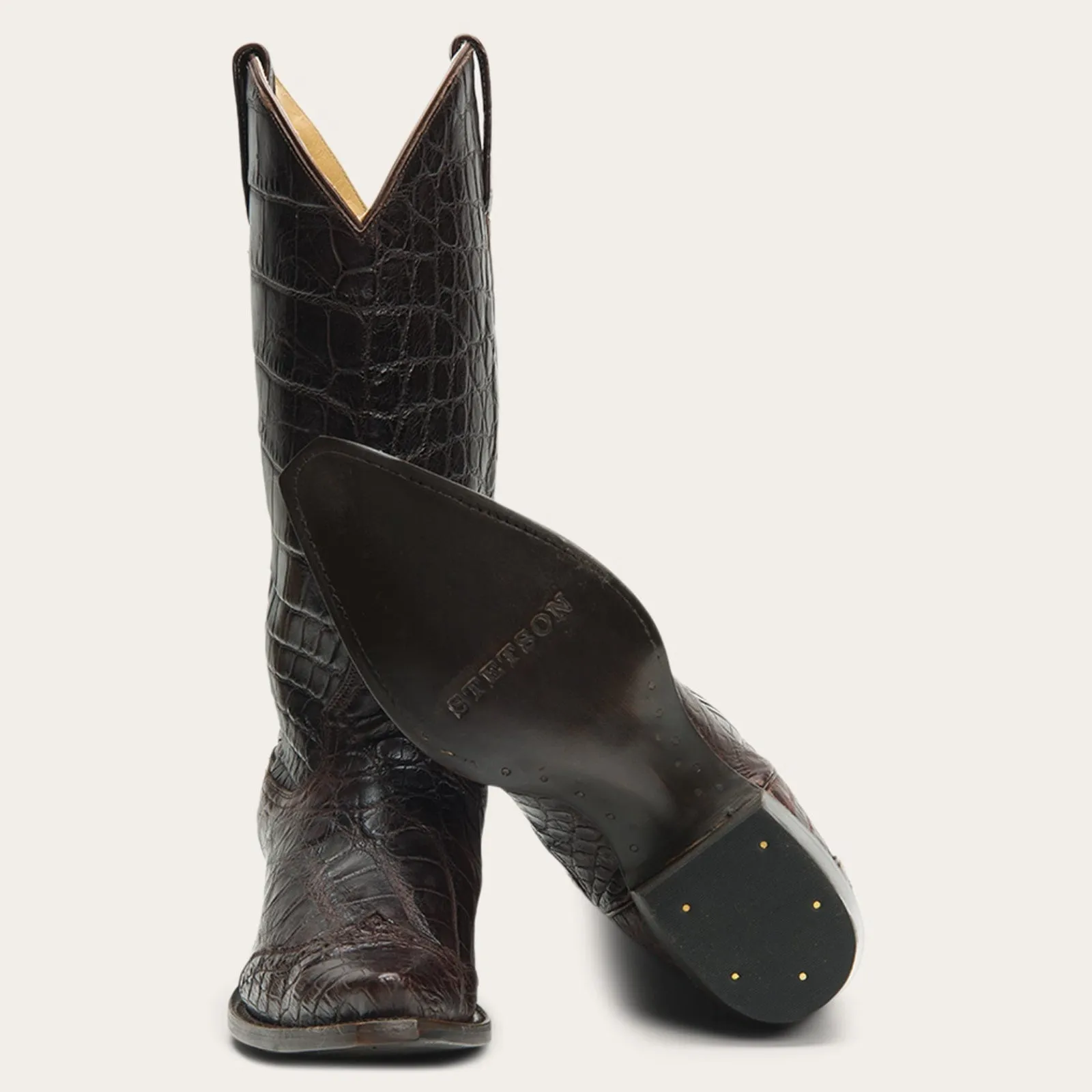 Stetson Women's Lola Brown American Alligator Snip Toe Boots 4022