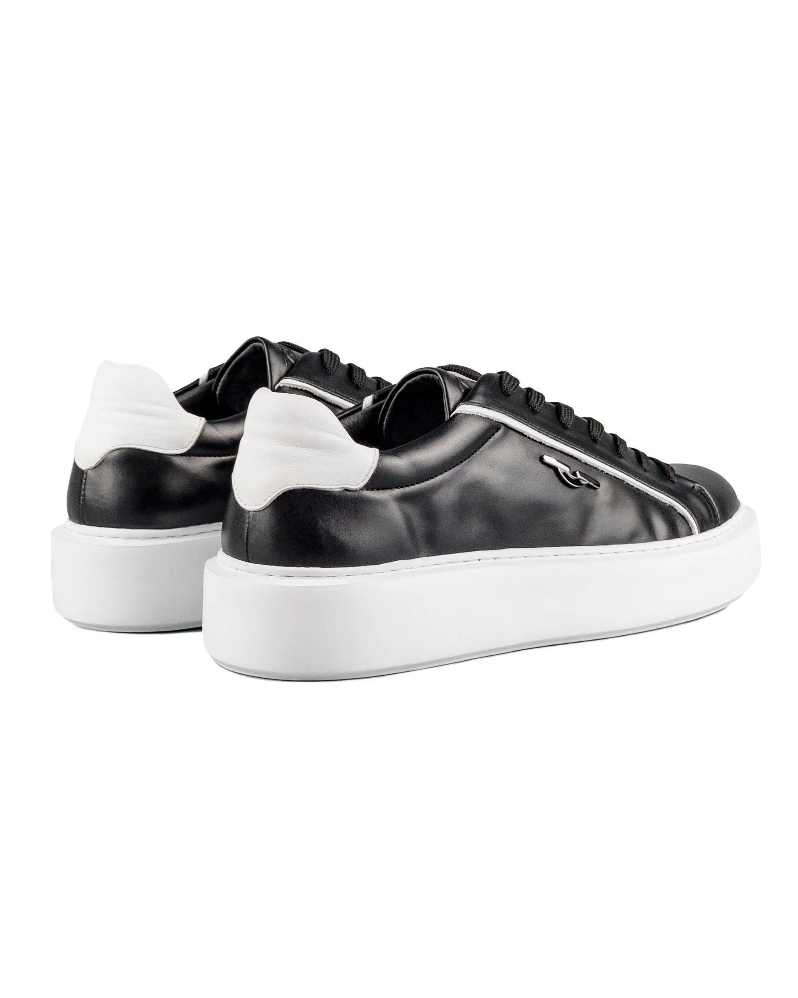 T-Evo Black and White Genuine Leather Men's Sports (Sneaker) Shoes