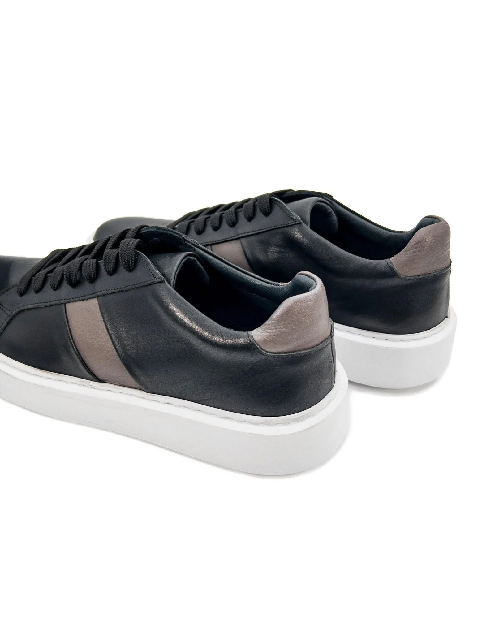 T-Fazer Black-Gray Genuine Leather Sneaker for Men