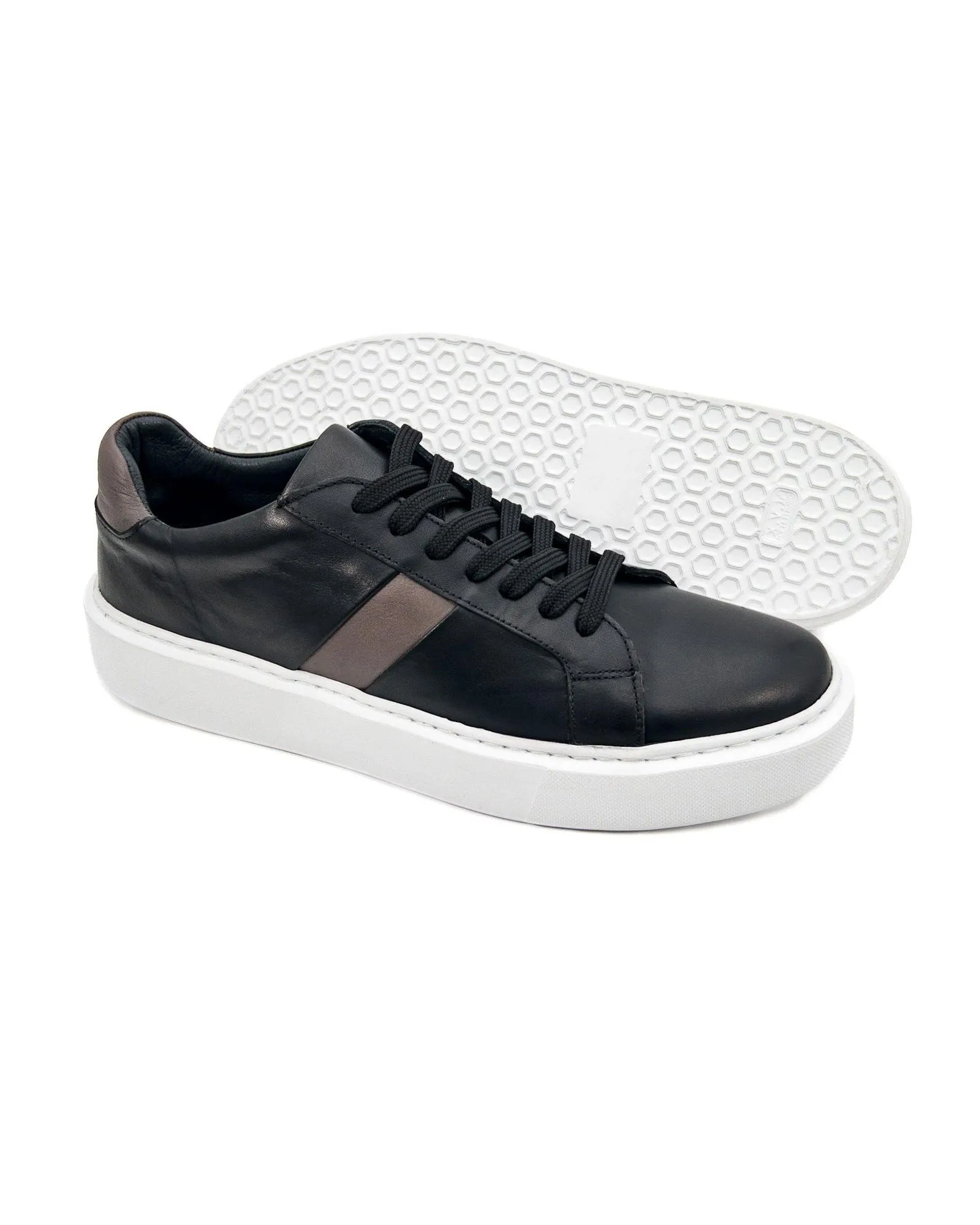 T-Fazer Black-Gray Genuine Leather Sneaker for Men