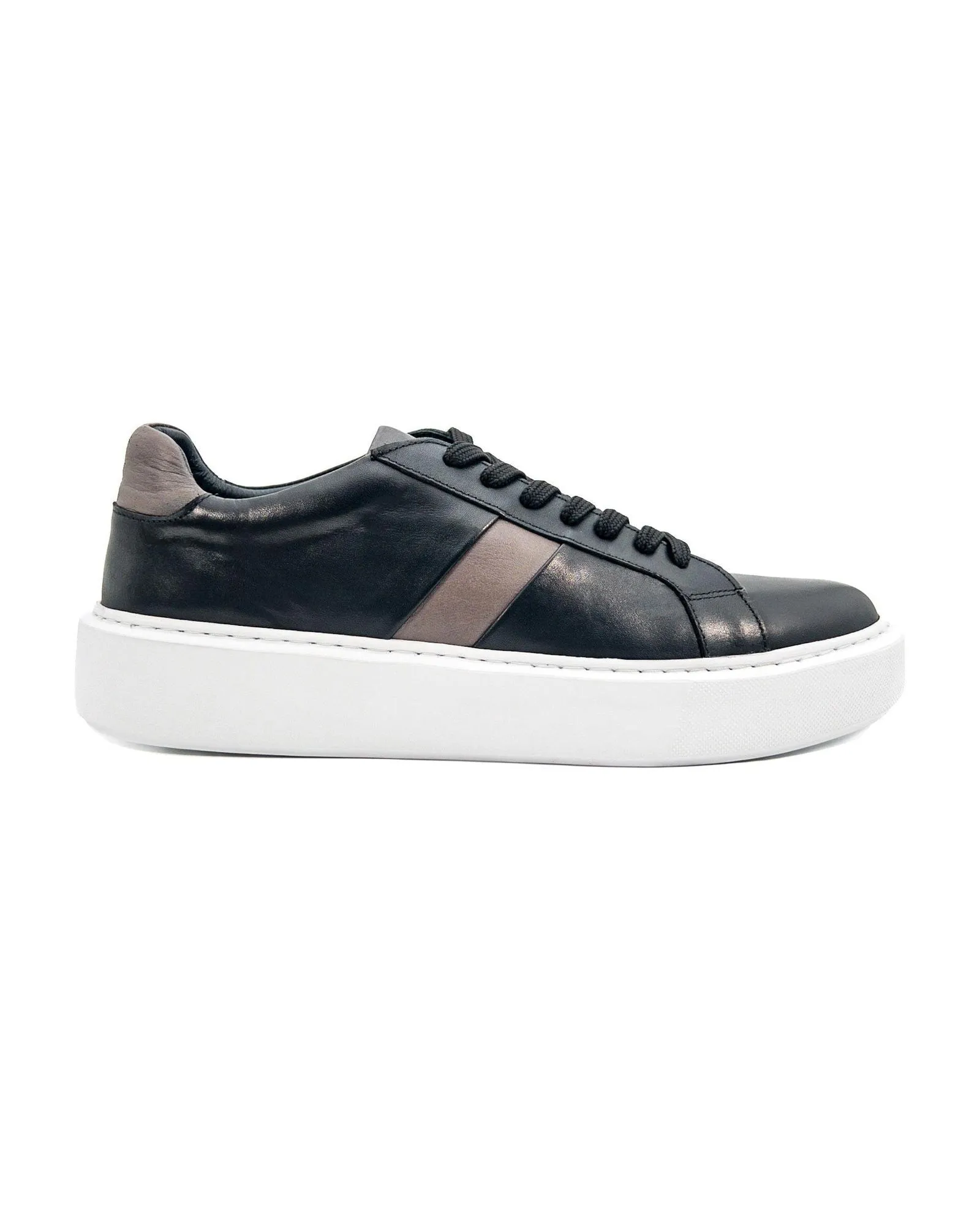 T-Fazer Black-Gray Genuine Leather Sneaker for Men