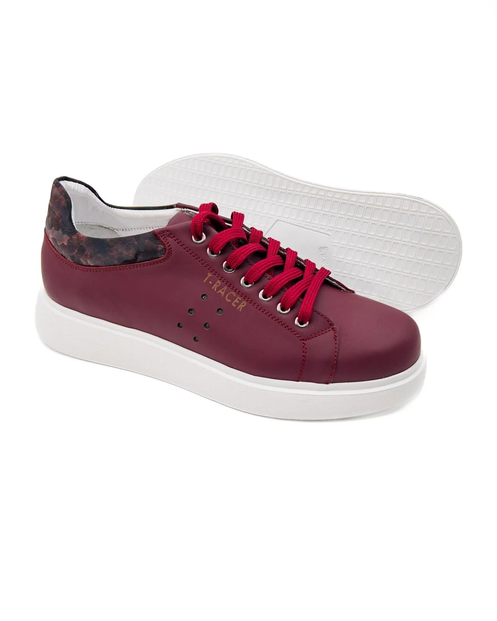 T-Racer Genuine Leather Claret Red Men's Sneaker