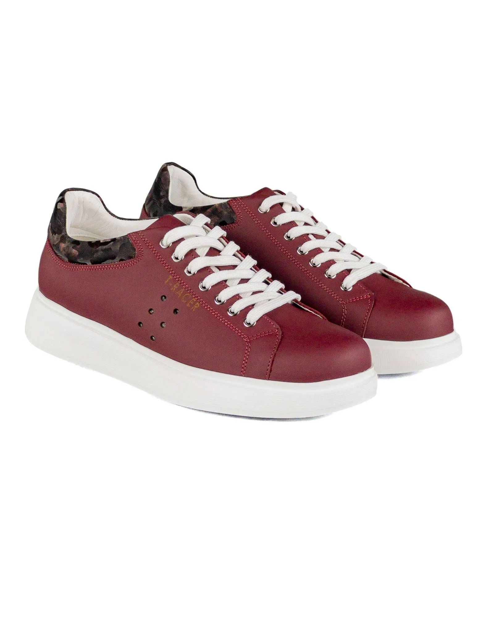 T-Racer Genuine Leather Claret Red Men's Sneaker