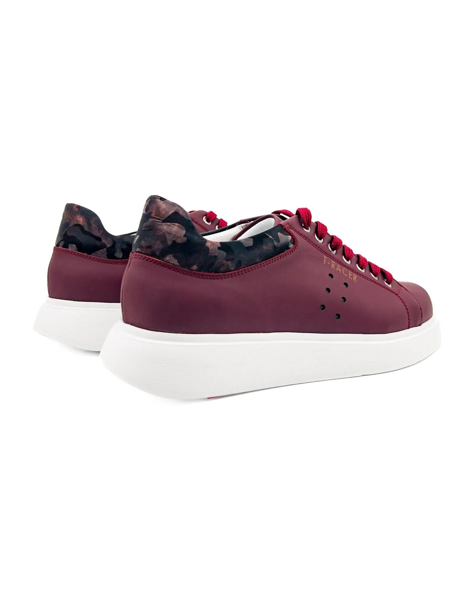 T-Racer Genuine Leather Claret Red Men's Sneaker