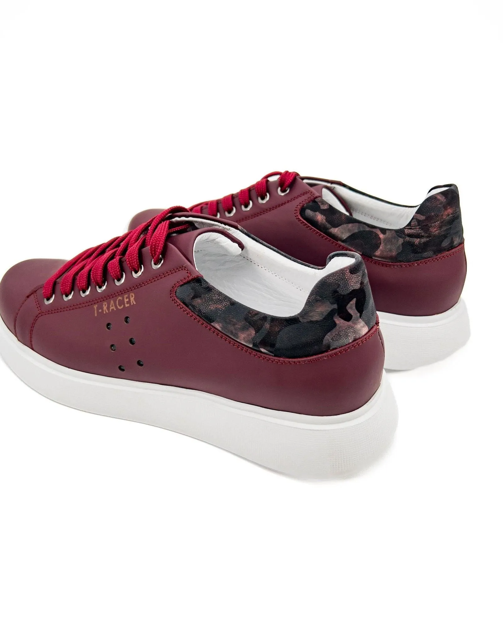 T-Racer Genuine Leather Claret Red Men's Sneaker