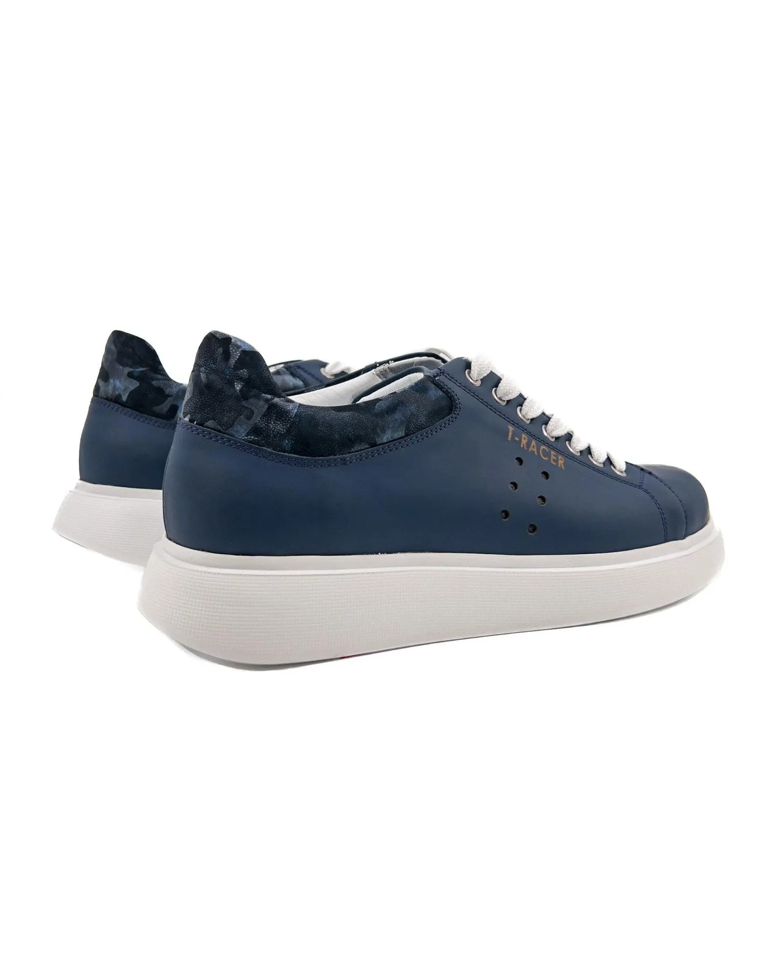 T-Racer Genuine Leather Navy Blue Men's Sneaker