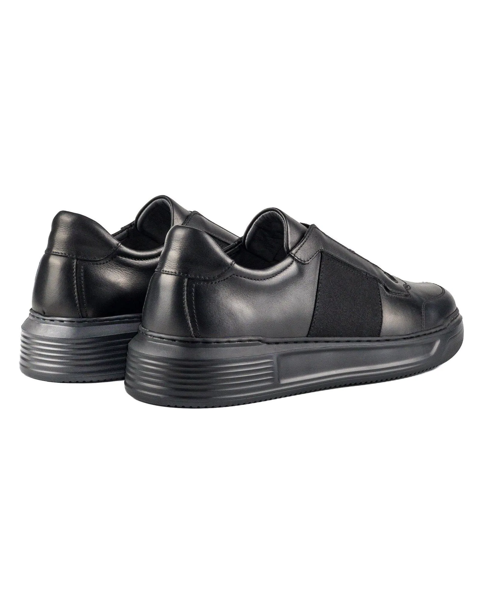 T-Versys Black Genuine Leather Men's Sport (Sneaker) Shoes with Black Sole