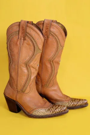 Tan Leather Cowboy Boots