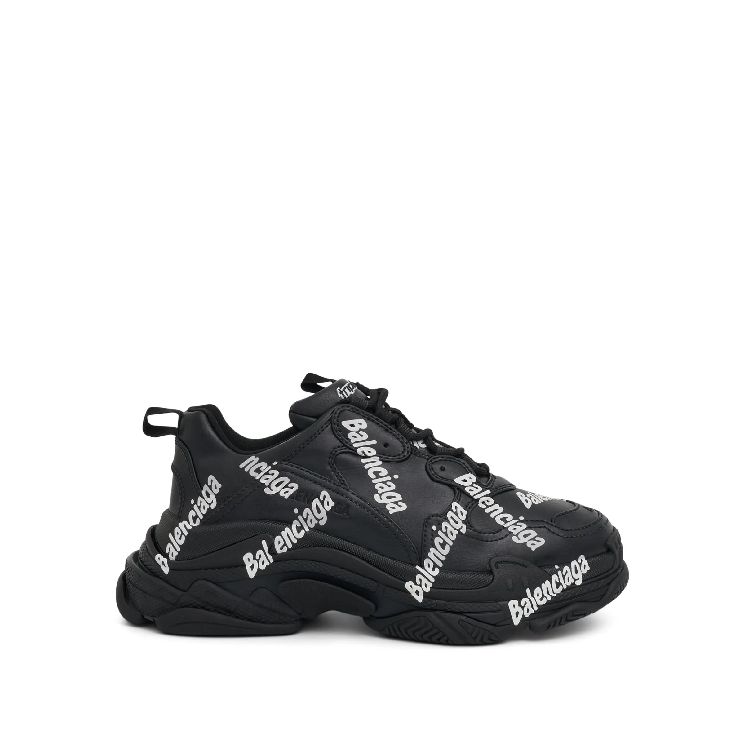 Triple S Logotype Sneaker in Black/White