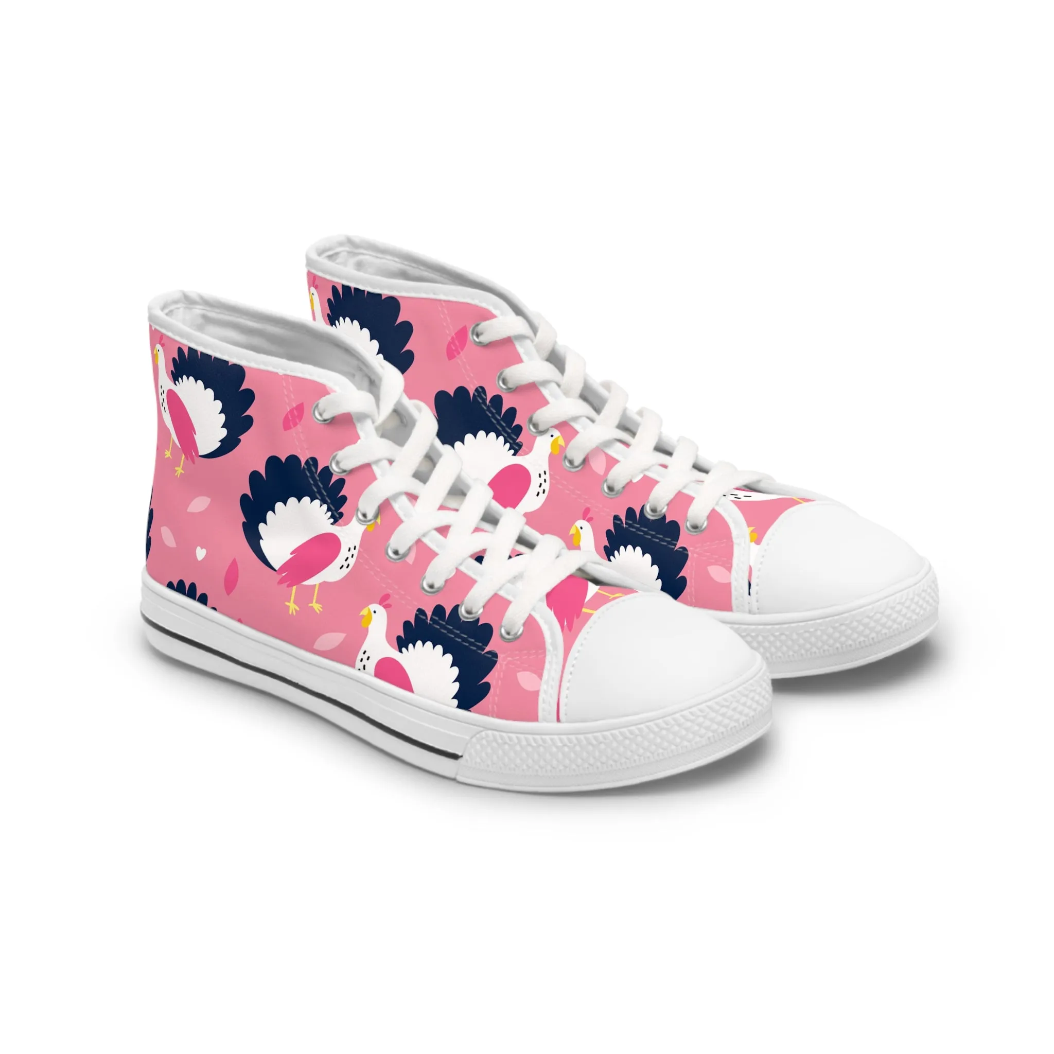 Turkey with Pink Background Women's High Top Sneakers