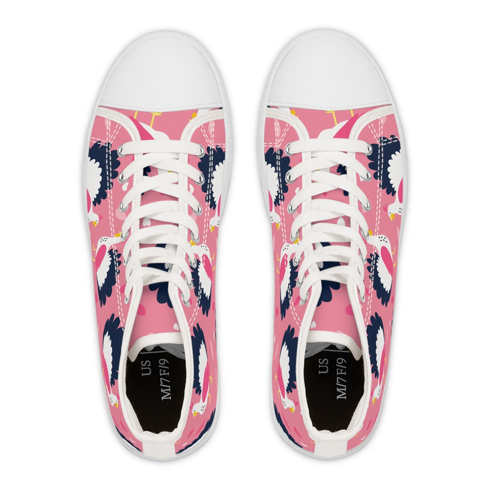 Turkey with Pink Background Women's High Top Sneakers