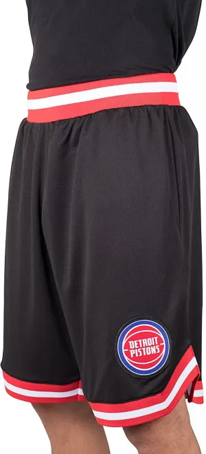 Ultra Game NBA Official Men’s Active Knit Basketball Training Shorts - Unisex, Detroit Pistons, Black|Detroit Pistons