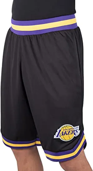 Ultra Game NBA Official Men’s Active Knit Basketball Training Shorts - Unisex, Los Angeles Lakers, Black|Los Angeles Lakers