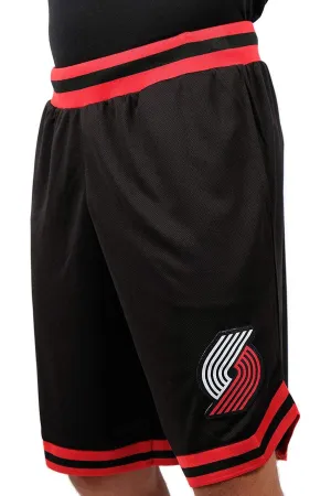 Ultra Game NBA Official Men’s Active Knit Basketball Training Shorts - Unisex, Portland Trail Blazers, Black|Portland Trail Blazers