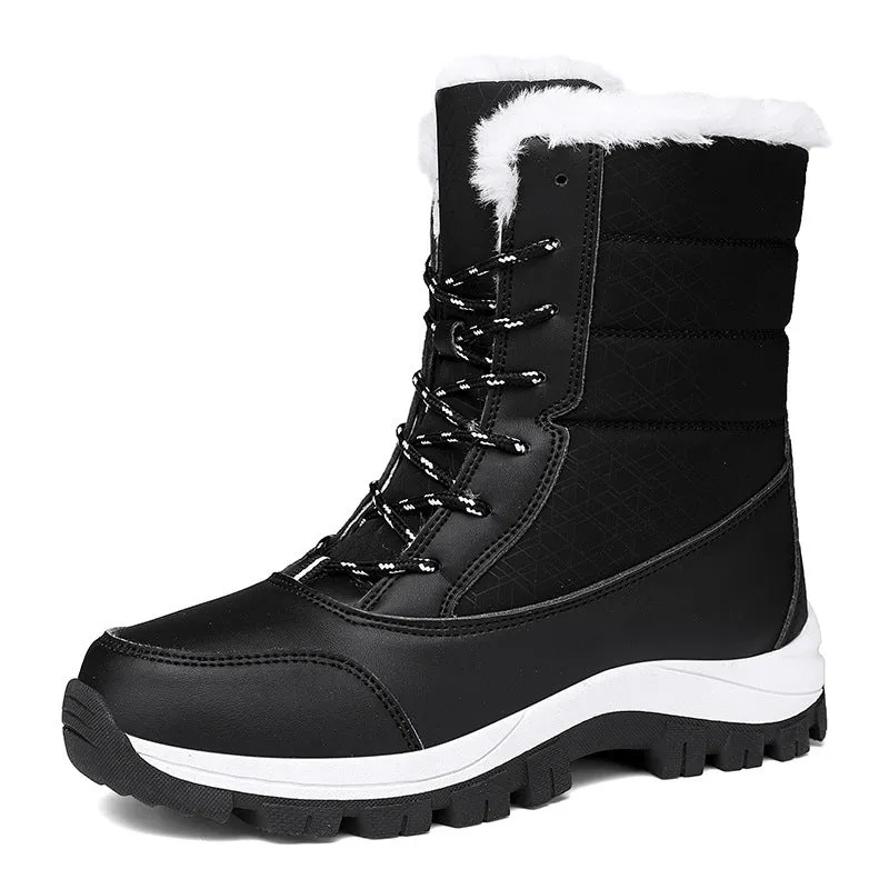 Uniwim Christmas Gifts Velvet Warm Cotton Snow Boots High Cotton-padded Shoes