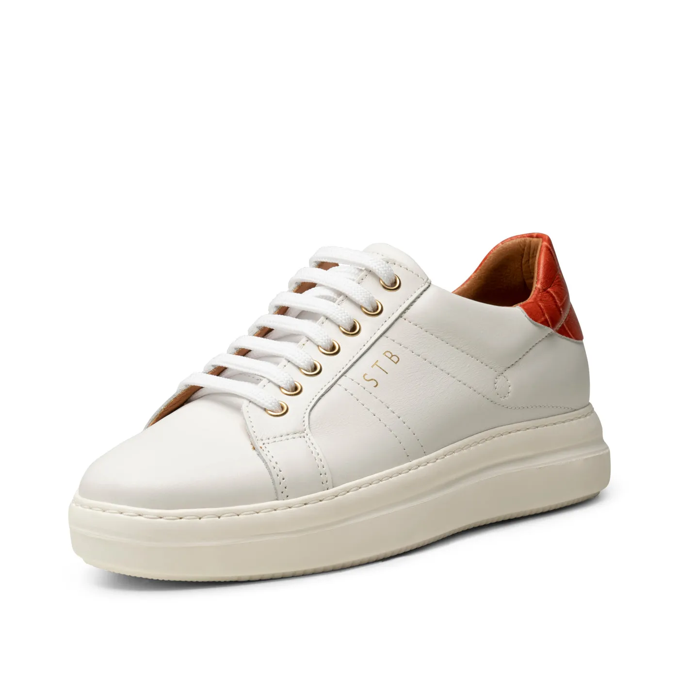 Valda sneaker leather - WHITE/ RED