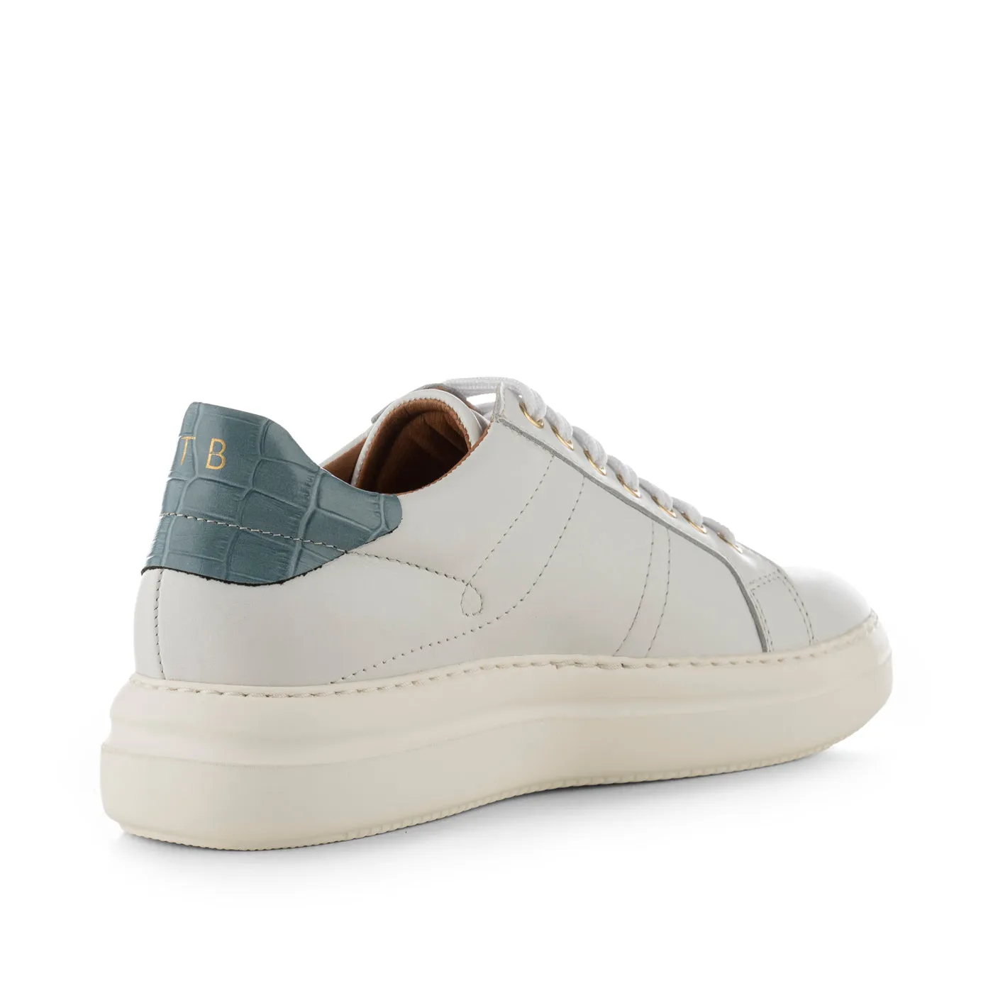 Valda sneaker leather - WHITE/BLUE CROCO