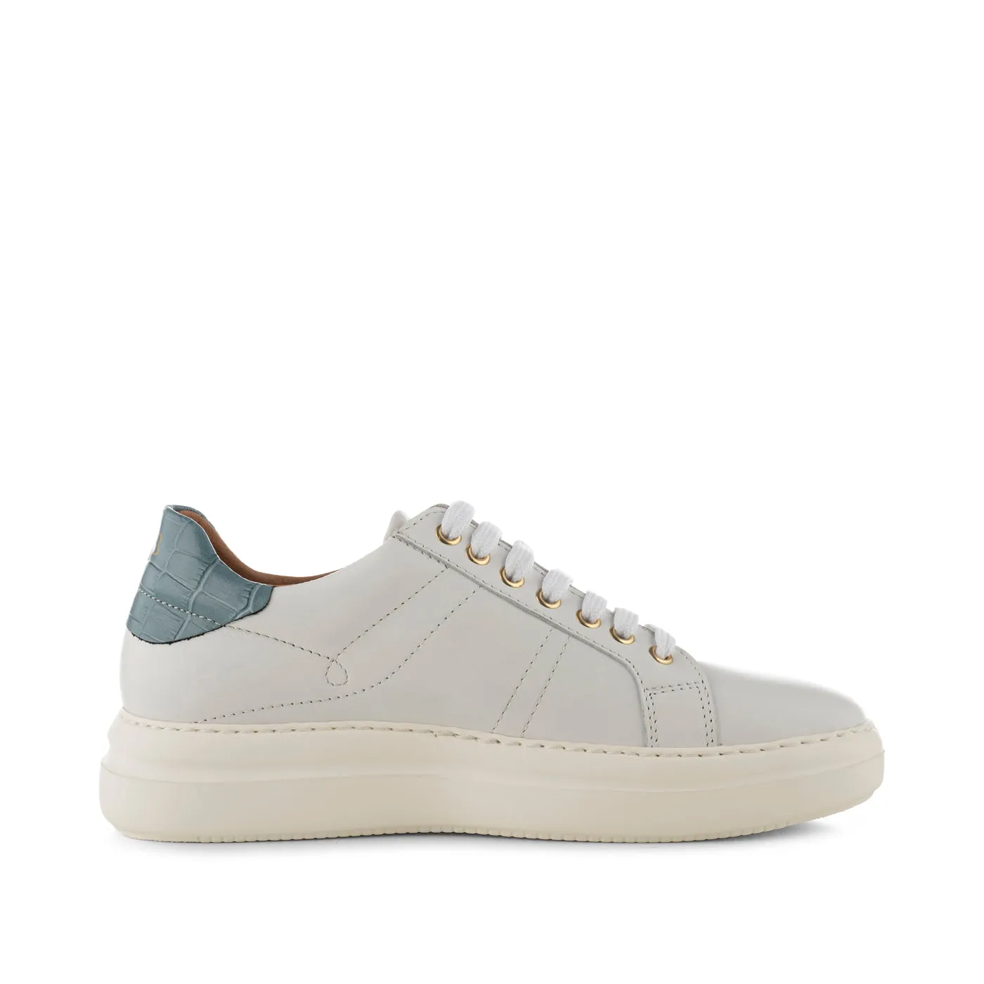 Valda sneaker leather - WHITE/BLUE CROCO