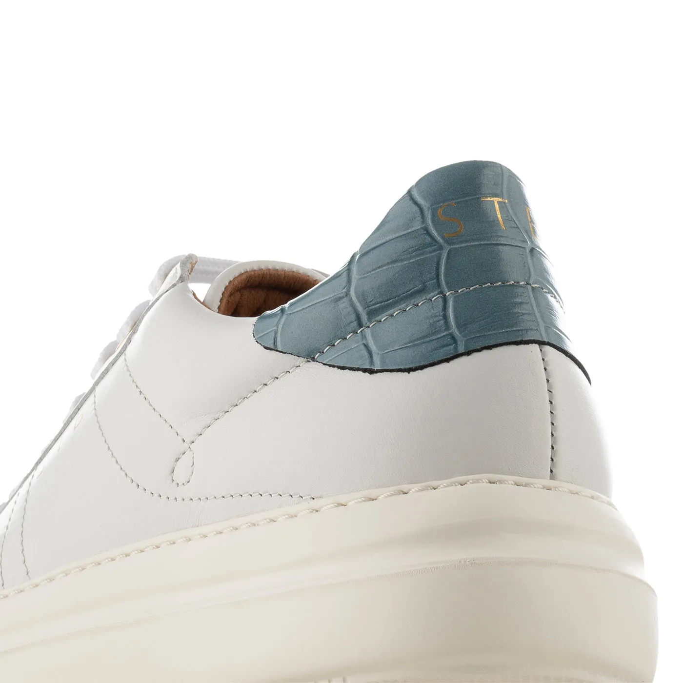 Valda sneaker leather - WHITE/BLUE CROCO