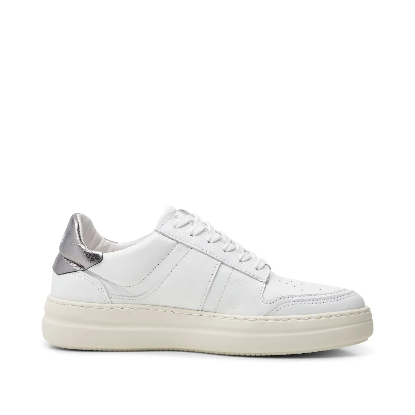 Valda sneaker suede leather - WHITE/SILVER