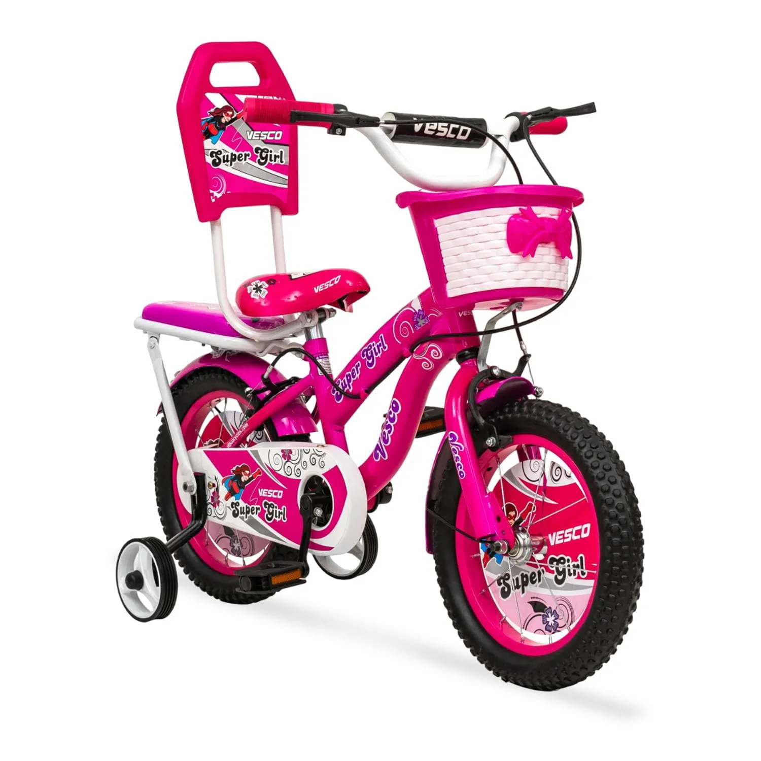 VESCO Cycles for Kids 14T Bike with Balance tyre | Freestyle Kids Street 14 Inch Bicycle for Girls Ages 3-5 Years (Pink)