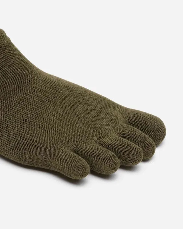 Vibram Athletic No Show Five Fingers Performance Toe Socks - Military Green