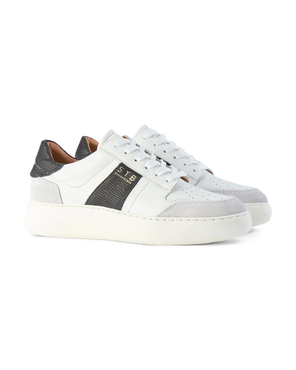 Vinca sneaker leather - WHITE / BLACK