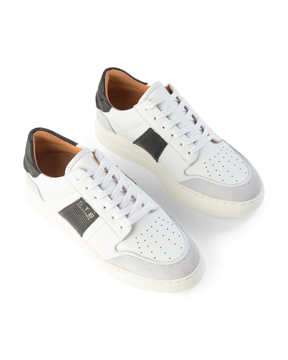 Vinca sneaker leather - WHITE / BLACK