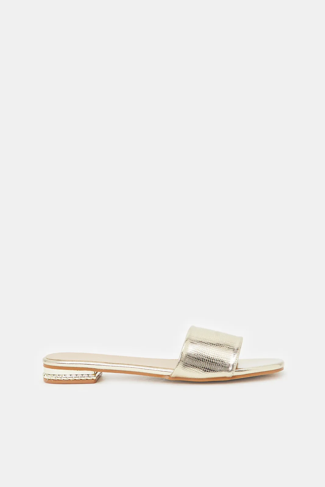 Women Gold Plain Skin Mule