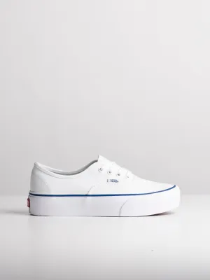 WOMENS VANS AUTHENTIC PLATFORM 2.0 WHITE CANVAS SHOES - CLEARANCE