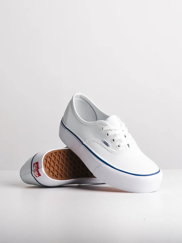 WOMENS VANS AUTHENTIC PLATFORM 2.0 WHITE CANVAS SHOES - CLEARANCE