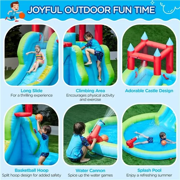 Yaheetech 5-in-1 Outdoor Blow up Water Slide for Kids Aged 3-8