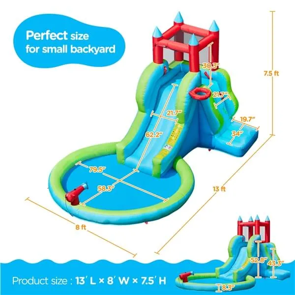 Yaheetech 5-in-1 Outdoor Blow up Water Slide for Kids Aged 3-8