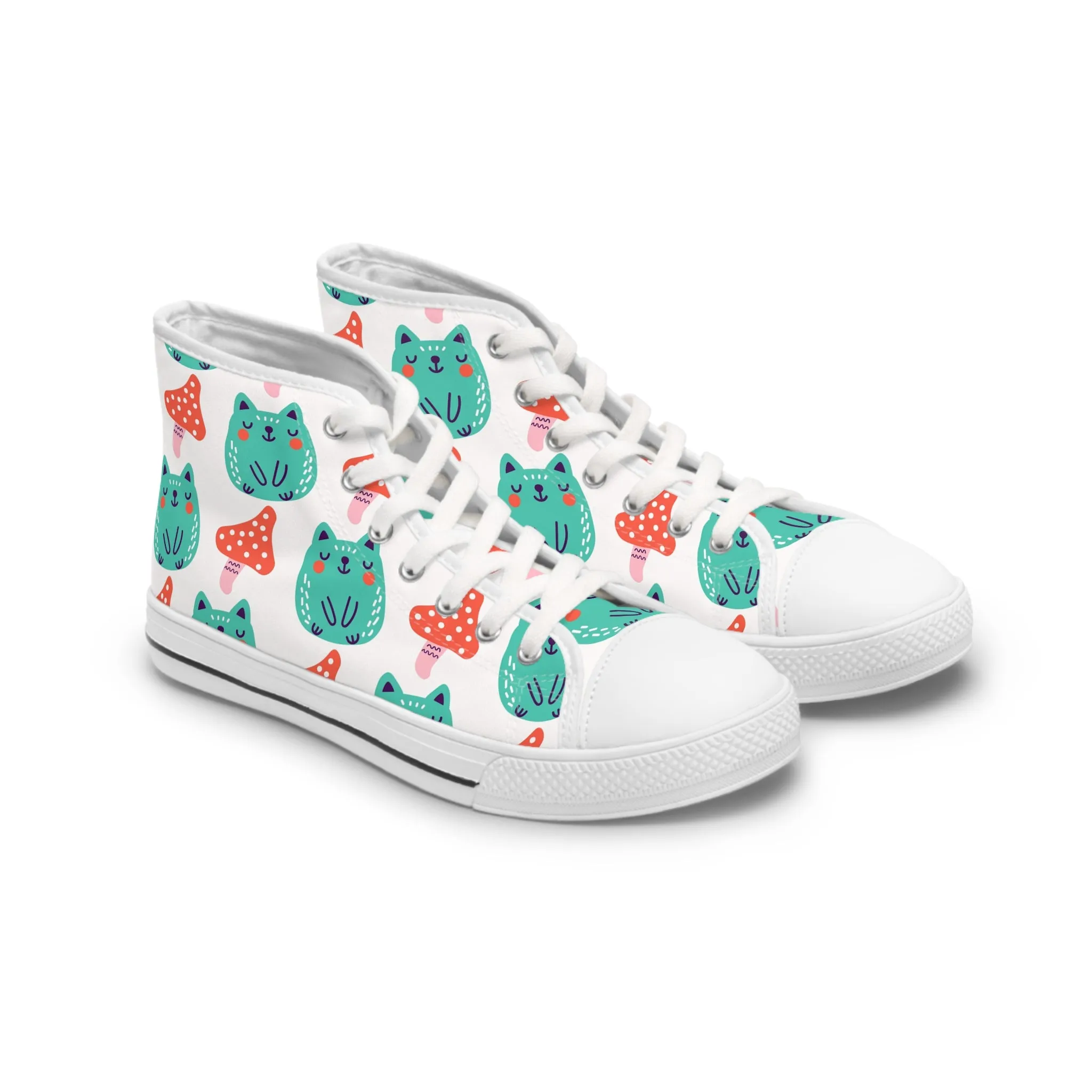 Zombie Cat and Mushrooms Women's High Top Sneakers