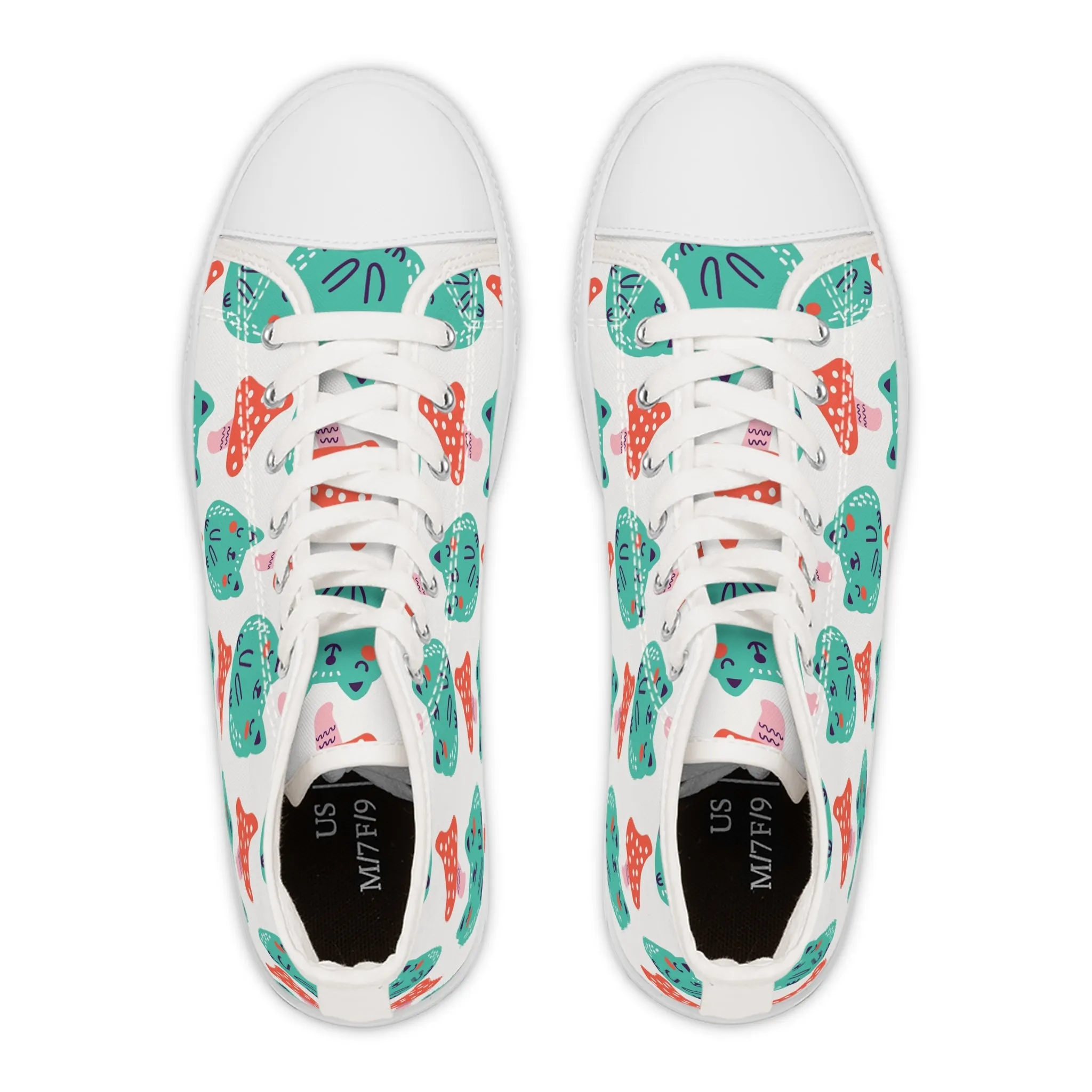 Zombie Cat and Mushrooms Women's High Top Sneakers